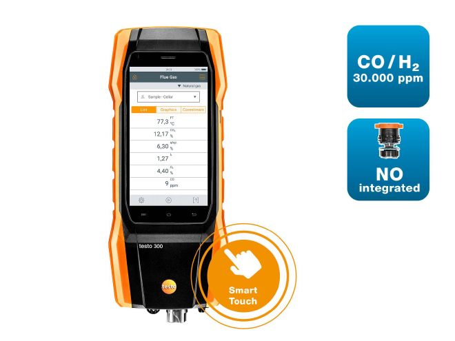 德圖 testo 300 Lo<i></i>nglife - 煙氣分析儀專業款（三組分）(O2，CO帶H2補償測量范圍 0~30,000 ppm，NO/NOlow 傳感器)